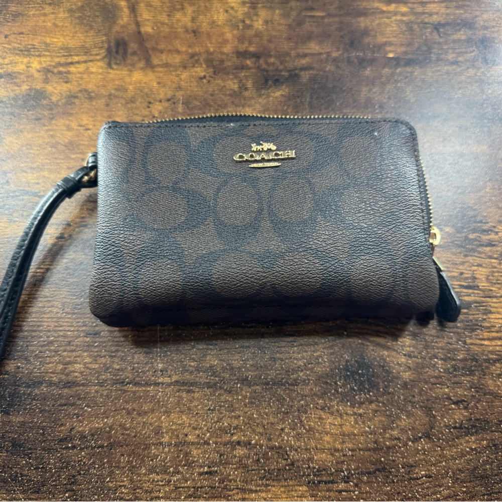 Coach Signature Brown Wristlet